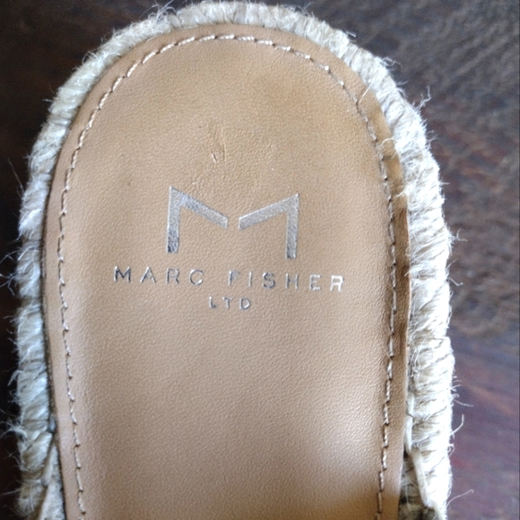 Marc Fisher Robbyn Gray Cream Snake Leather Platform Espadrille Sandals Size 7.5 - Picture 10 of 11